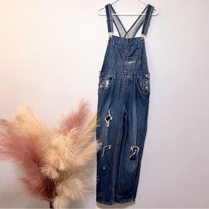 Free People Ziggy Distressed Denim Overalls XS